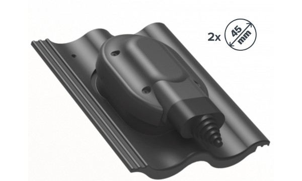 Saulės kolektorių praėjimo elementas betoninių čerpių stogo dangai 2x45mm