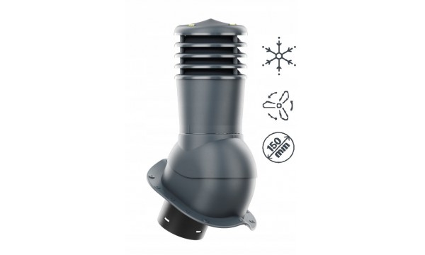 Ventiliacinis kaminėlis profiliuotos skardos stogo dangai 150mm su ventiliatoriu (šiltintas) Ventiliacinis kaminėlis profiliuotos skardos stogo dangai 150mm su ventiliatoriu (šiltintas)