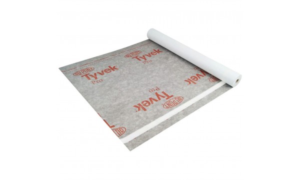 Difuzinė plėvelė TYVEK PRO + TAPE su lipnia juosta, 1,5 m x 50 m, (75 m²), 1 lipnus kraštas